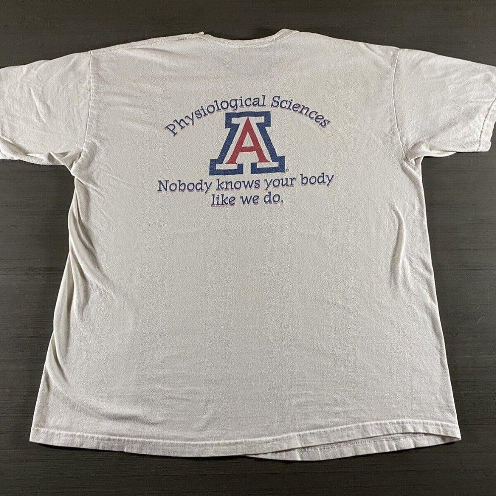 University Of Arizonwhite Blue Physiology Shirt Retro